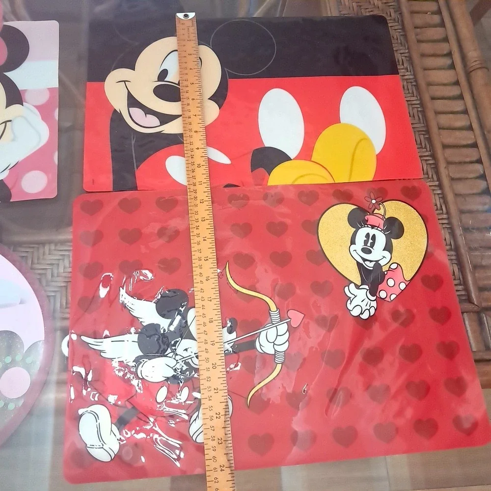 Disney Placemats set 5 Mickey Minnie Valentine's Day Meal Time Fun kids pink red